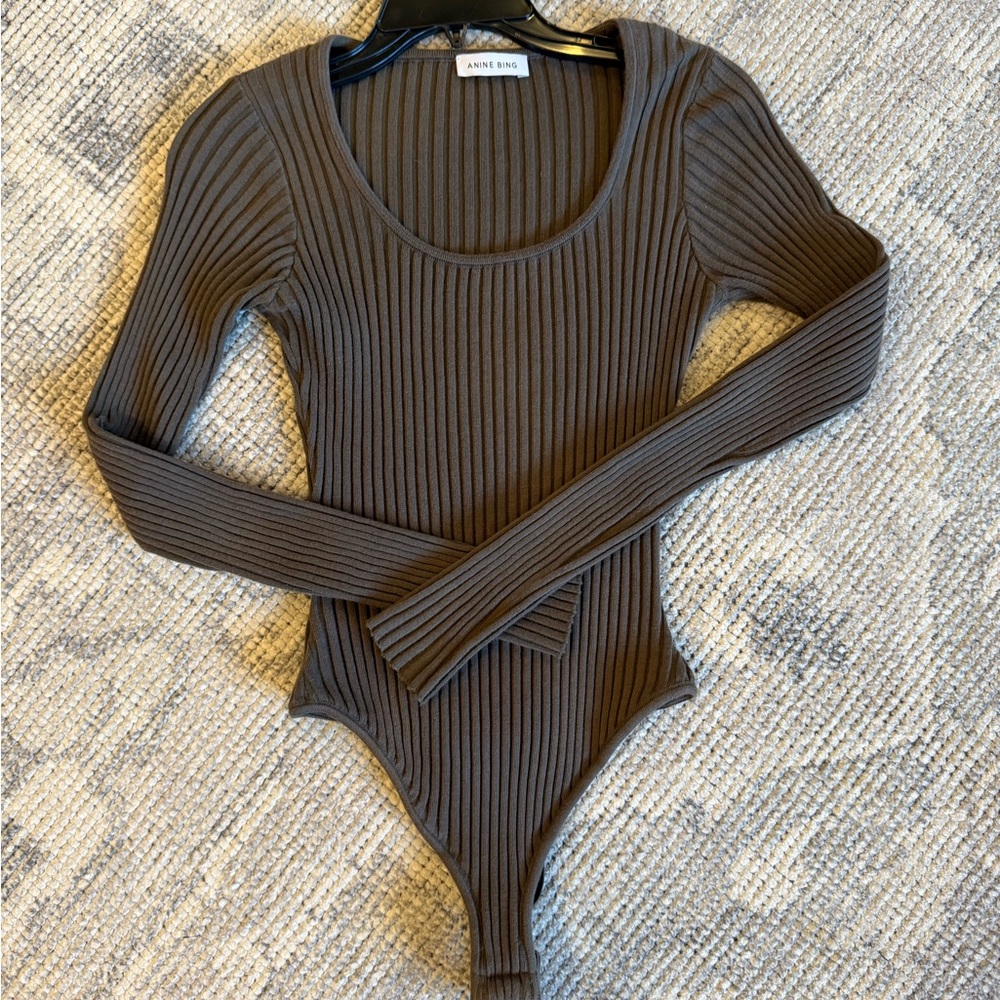 Anine Bing Brown Bodysuit Top